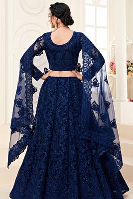 Soft premium Net Lehenga Blue Color With Embroidery Work, Stone work 2