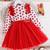 Red floral printed net fit & flare party dress for girls