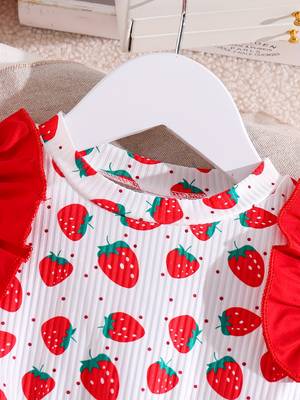 Red floral printed net fit & flare party dress for girls 3