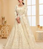 Soft premium Net Lehenga Off White Color With Embroidery Work, Stone work