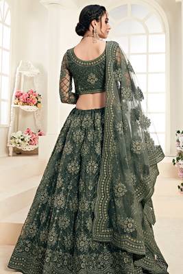 Soft premium Net Lehenga Green Color With Embroidery Work, Stone work 3