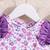Purple floral printed net fit & flare party dress for girls