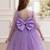 Purple pearl embellished net fit & flare party dress for girls