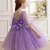 Purple pearl embellished net fit & flare party dress for girls