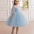 Blue pearl embellished net fit & flare party dress for girls