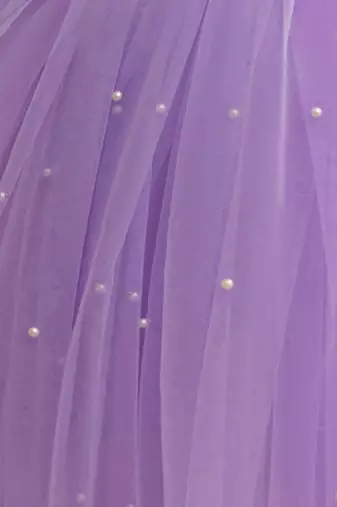 Purple pearl embellished net fit & flare party dress for girls