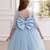 Blue pearl embellished net fit & flare party dress for girls