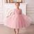 Pink pearl embellished net fit & flare party dress for girls