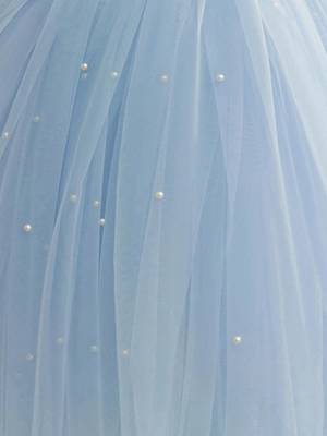 Blue pearl embellished net fit & flare party dress for girls 4