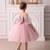 Pink pearl embellished net fit & flare party dress for girls