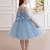 Blue pearl embellished net fit & flare party dress for girls