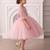 Pink pearl embellished net fit & flare party dress for girls