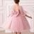 Pink pearl embellished net fit & flare party dress for girls