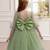 Green pearl embellished net fit & flare party dress for girls