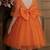 Orange pearl embellished net fit & flare party dress for girls