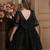 Black pearl embellished net fit & flare party dress for girls