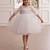White pearl embellished net fit & flare party dress for girls