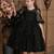 Black pearl embellished net fit & flare party dress for girls