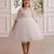 White pearl embellished net fit & flare party dress for girls