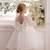 White pearl embellished net fit & flare party dress for girls
