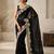 Soft Space Silk Embroidered Black Color Women's Saree With Blouse 