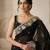 Soft Space Silk Embroidered Black Color Women's Saree With Blouse 