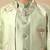 Boys pista green cotton silk floral vine embroidered sherwani trouser set with jacket & necklace
