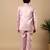 Boys onion pink cotton silk floral vine embroidered sherwani trouser set with jacket & necklace
