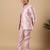 Boys onion pink cotton silk floral vine embroidered sherwani trouser set with jacket & necklace