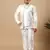Boys white cotton silk floral vine embroidered sherwani trouser set with jacket & necklace