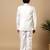 Boys white cotton silk floral vine embroidered sherwani trouser set with jacket & necklace