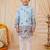Boys light blue rayon sequined elephant floral border kurta pyjama set