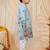 Boys light blue rayon sequined elephant floral border kurta pyjama set