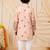 Boys peach rayon sequined elephant floral border kurta pyjama set