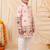 Boys peach rayon sequined elephant floral border kurta pyjama set