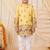 Boys yellow rayon sequined elephant floral border kurta pyjama set
