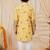 Boys yellow rayon sequined elephant floral border kurta pyjama set