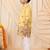 Boys yellow rayon sequined elephant floral border kurta pyjama set