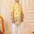 Boys yellow rayon sequined elephant floral border kurta pyjama set
