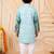 Boys sea green rayon royal garden scenic print kurta pyjama set with zigzag embroidery