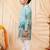 Boys sea green rayon royal garden scenic print kurta pyjama set with zigzag embroidery