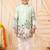 Boys light green rayon sequined heritage cow floral border kurta pyjama set