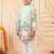 Boys light green rayon sequined heritage cow floral border kurta pyjama set