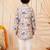 Boys peach rayon heritage elephant garden all over print kurta pyjama set