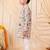 Boys peach rayon heritage elephant garden all over print kurta pyjama set