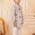 Boys peach rayon heritage elephant garden all over print kurta pyjama set