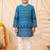 Boys teal blue premium rayon heritage bandhani motif print kurta pyjama set