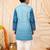 Boys teal blue premium rayon heritage bandhani motif print kurta pyjama set