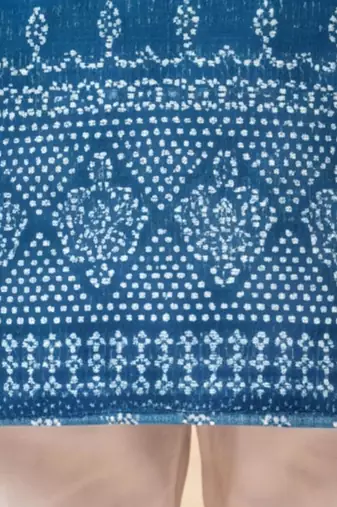 Boys teal blue premium rayon heritage bandhani motif print kurta pyjama set