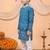 Boys teal blue premium rayon heritage bandhani motif print kurta pyjama set